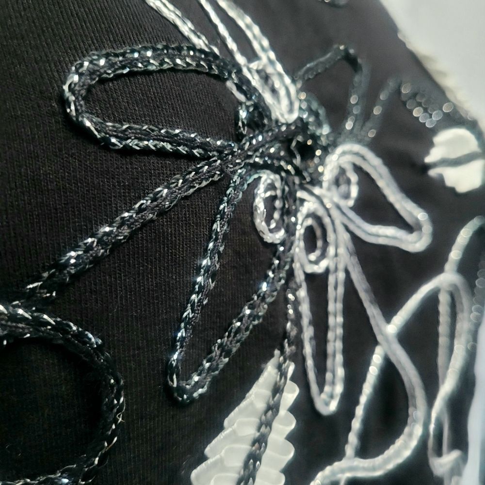 Lauren Michelle Tank Top Sparkle Braided Embellishments Silver Bling Large New - Picture 3 of 9